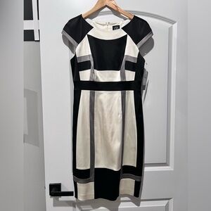 Jax stretch satin bodycon colorblock cocktail dress gown